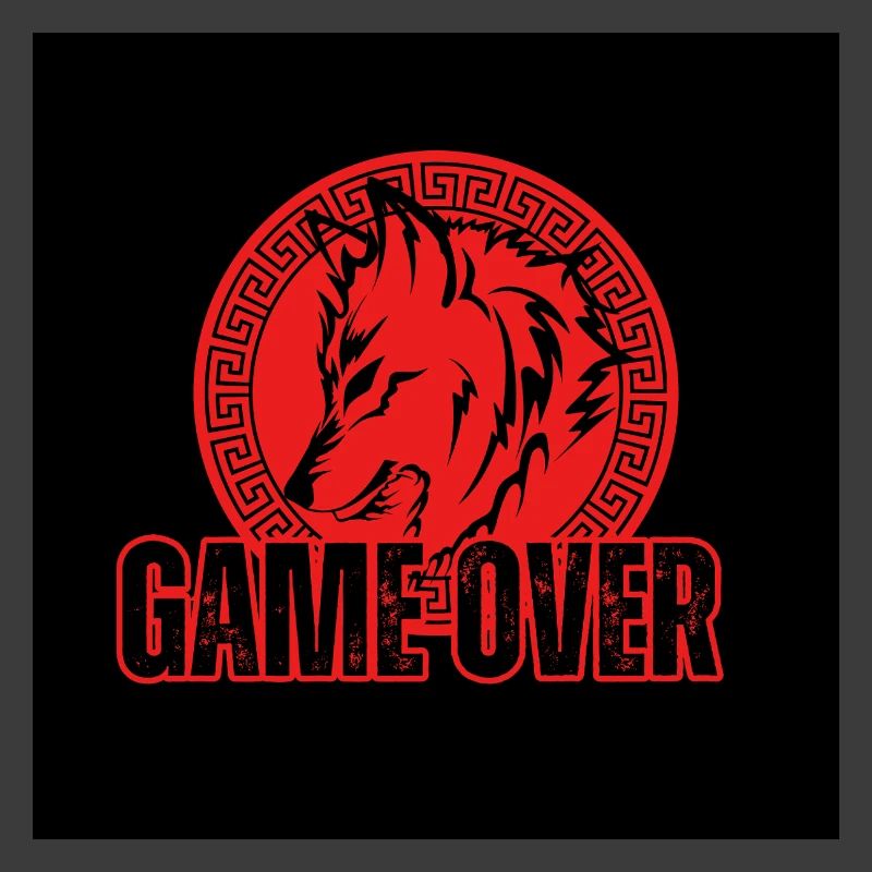Aggressive Red Wolf "Game Over"