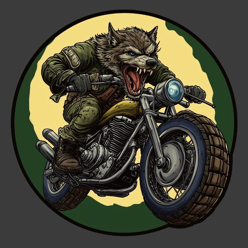 Werwolf-Biker unter Mondschein