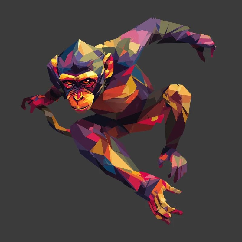 Polygon-Affe im Sprung: Farbrausch