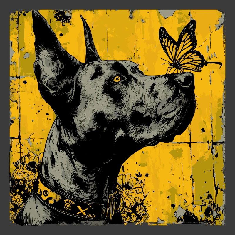 Funny Great Dane and Butterfly