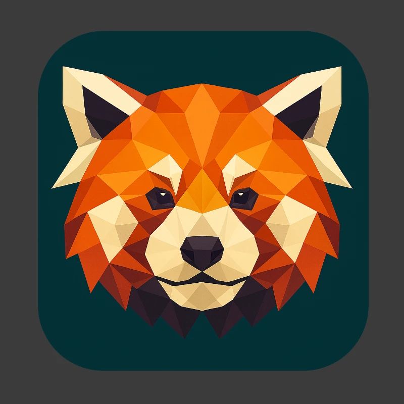 Roter Panda Kopf Low Poly