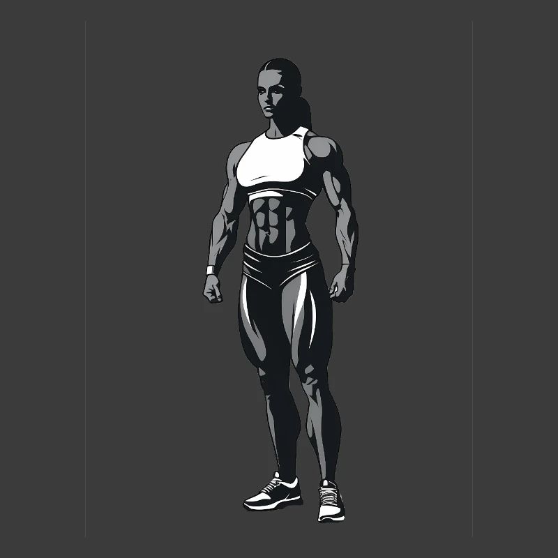 Weiblicher Bodybuilder - Cooles Silhouetten-Logo
