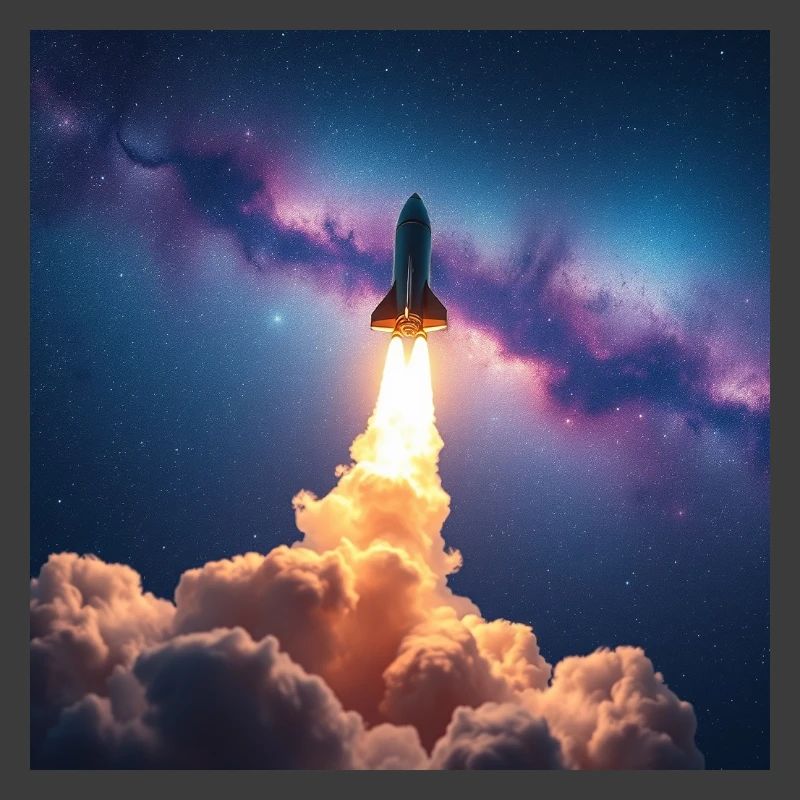 Rocket jump through nebula galaxy