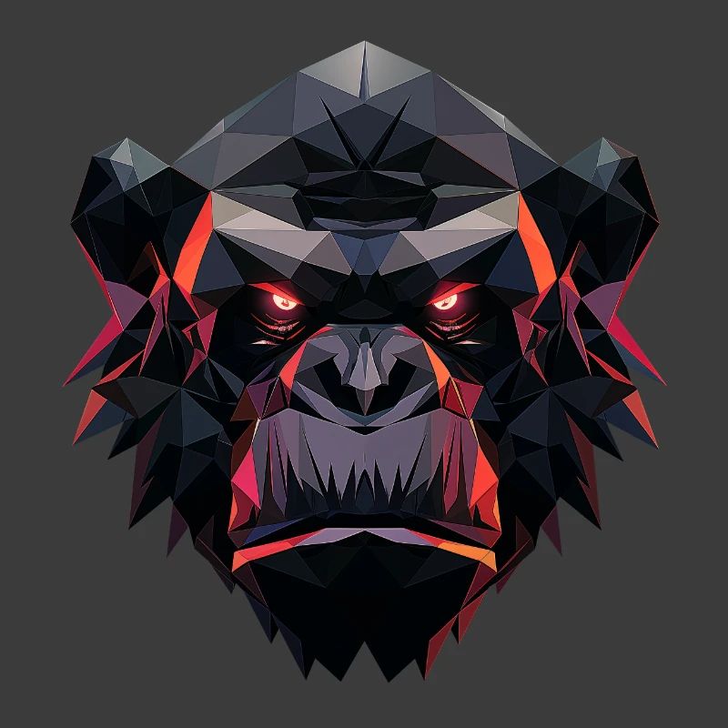 Gorilla Prism Head Low Poly Art Design