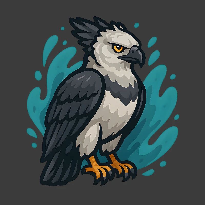 Harpy eagle with turquoise spray