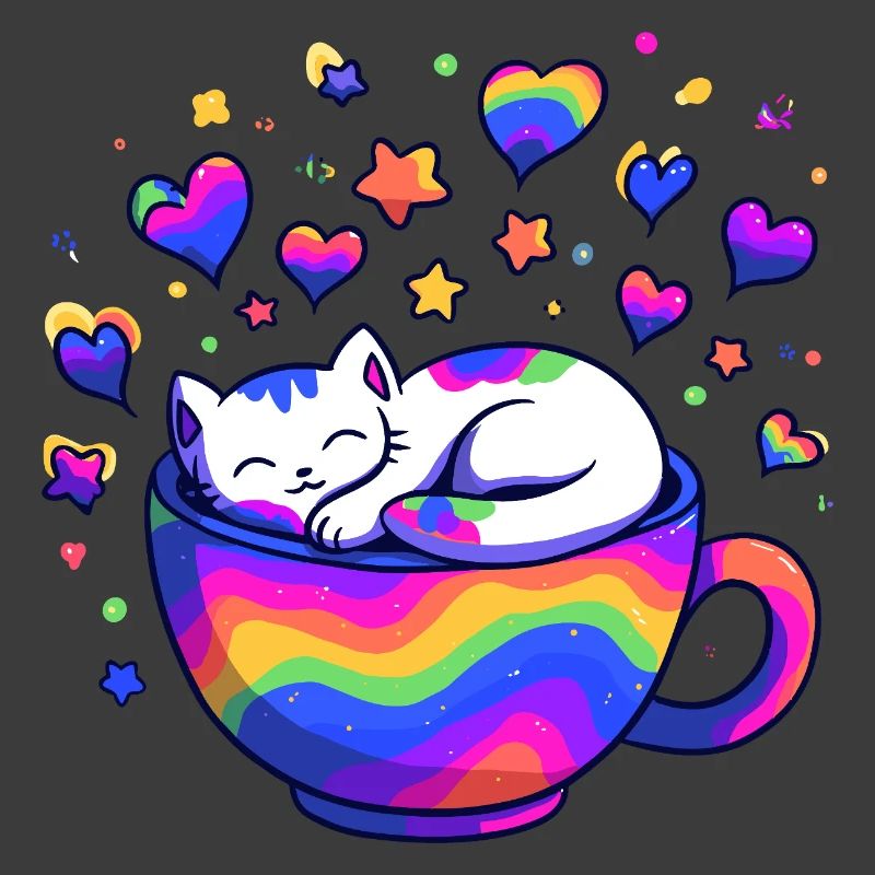 Regenbogenkatze im Becher
