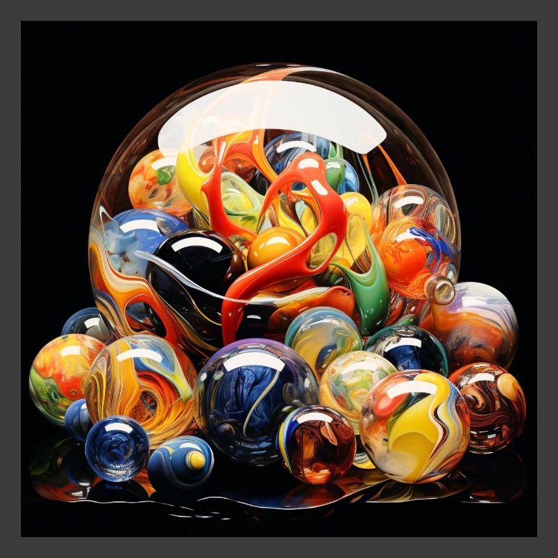 Explosion de boule en verre coloré