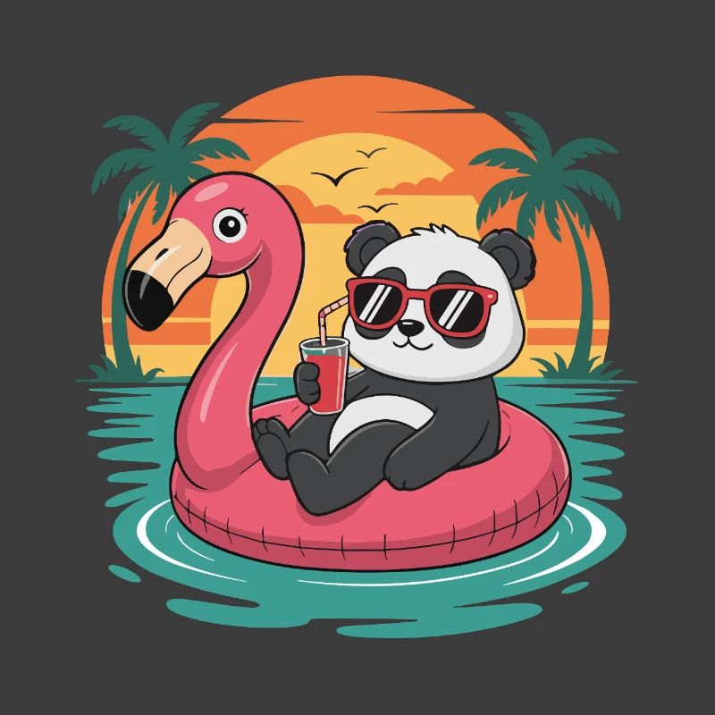 Lustiger Panda tropischer Sommer-Flamingo-Float