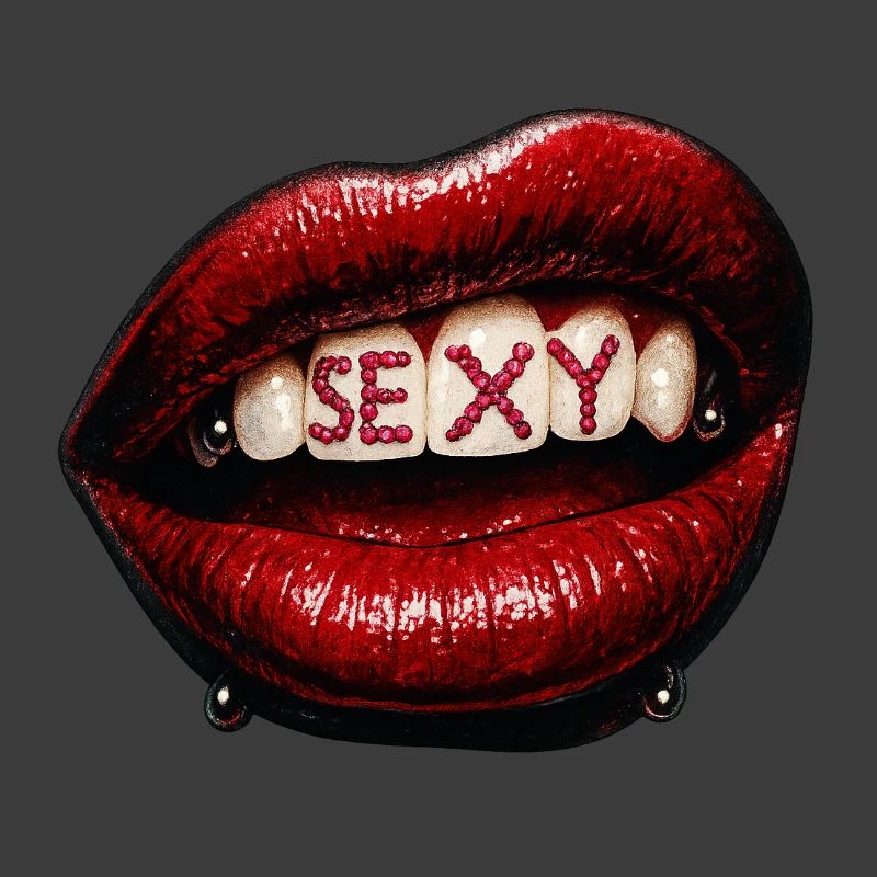 Lippen mit Perlenbuchstaben
