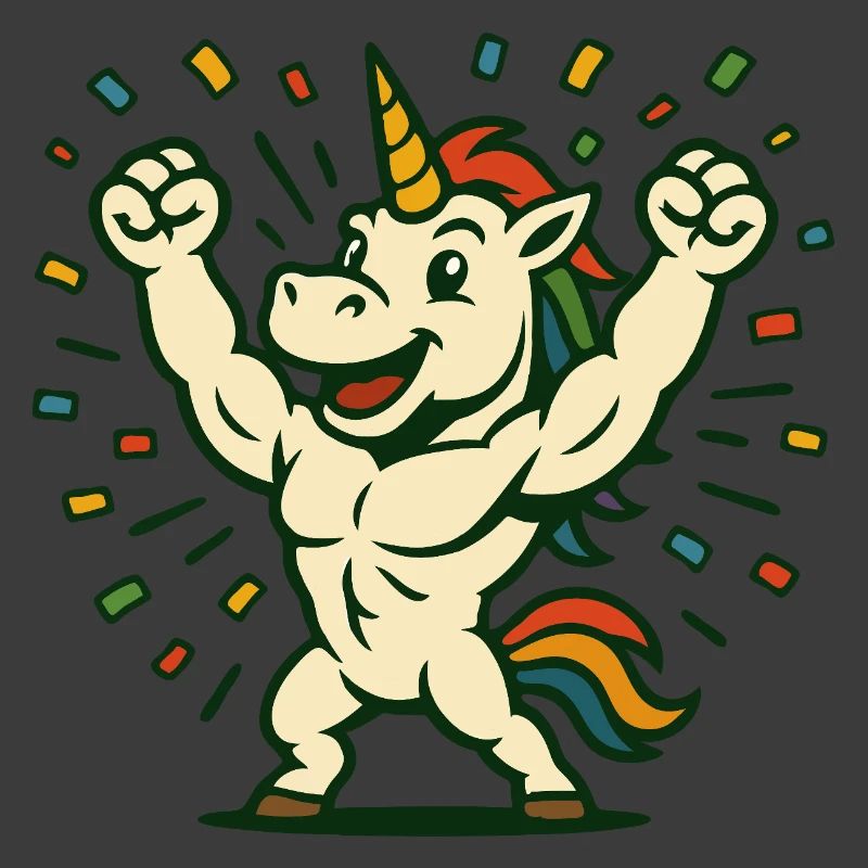 Feier starker Einhorn-Flexing-Partykunst