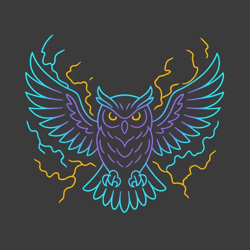 Neon-Eule mit Blitzen