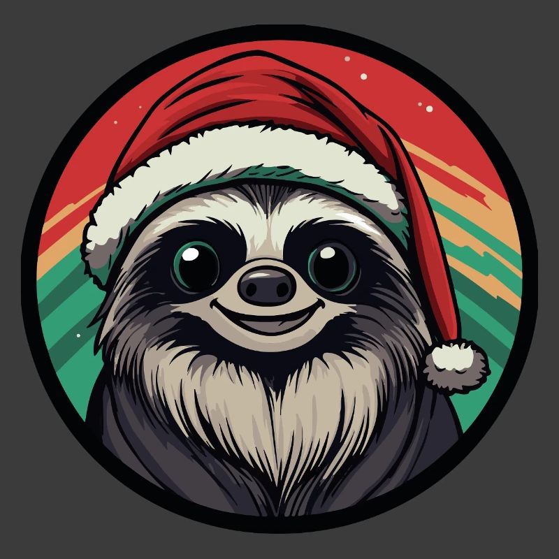 Weihnachts-Sloth im Santa-Hut
