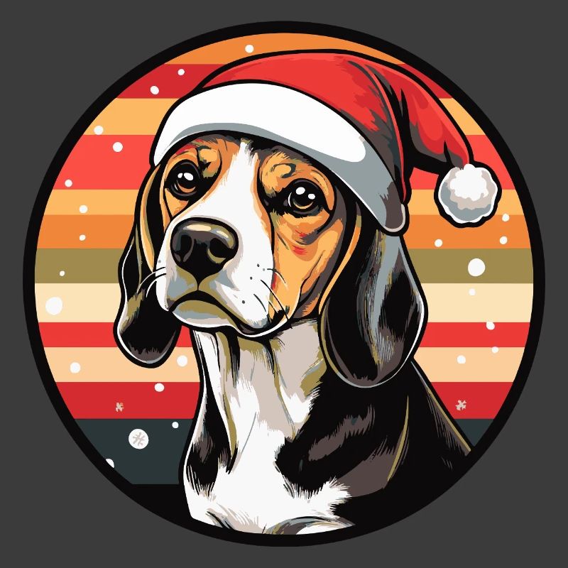 Beagle mit Weihnachtsmannhut