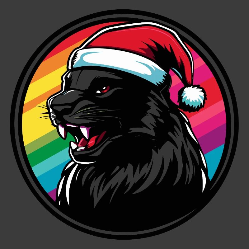 Panther Santa im Regenbogen