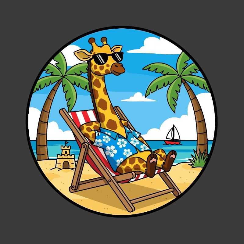 Cool Giraffe Beach Vacation Summer Vibes