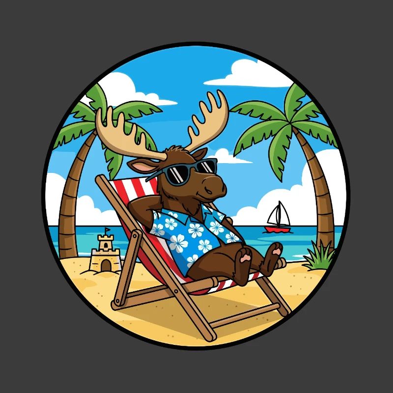 Cool Moose Beach Vacation Summer Vibes