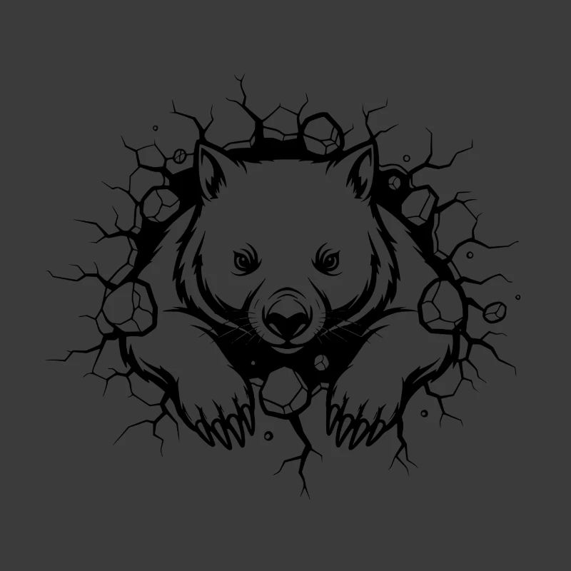 Wombat Wall Breakthrough Design d’animaux sauvages mignons