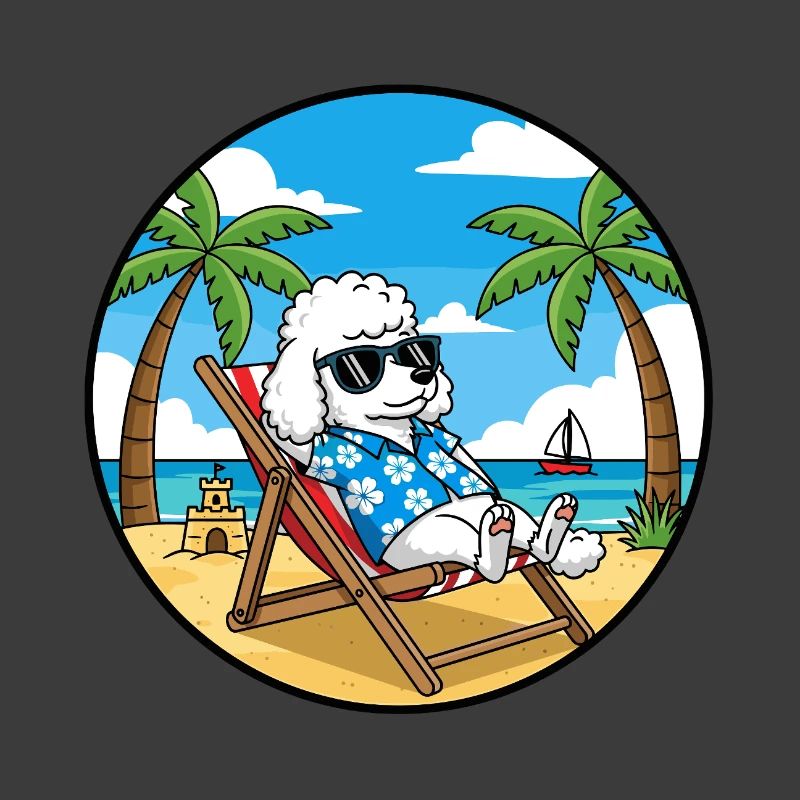 Coole Pudel-Strandurlaubs-Sommerstimmung