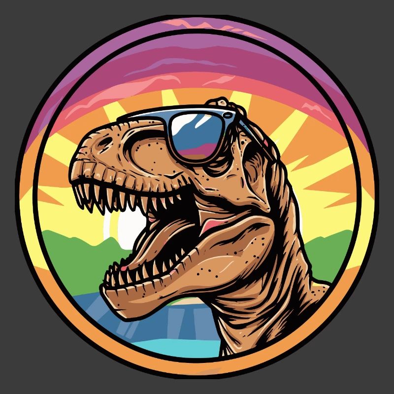 T-Rex Sunset avec lunettes de soleil