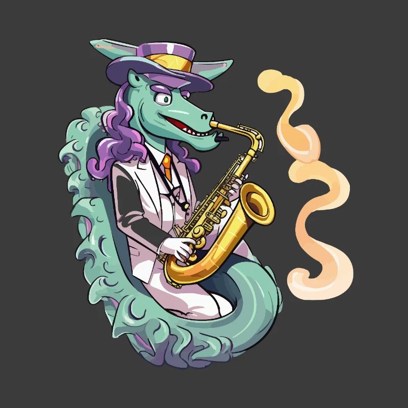 Drachen-Saxophonist im Smoking