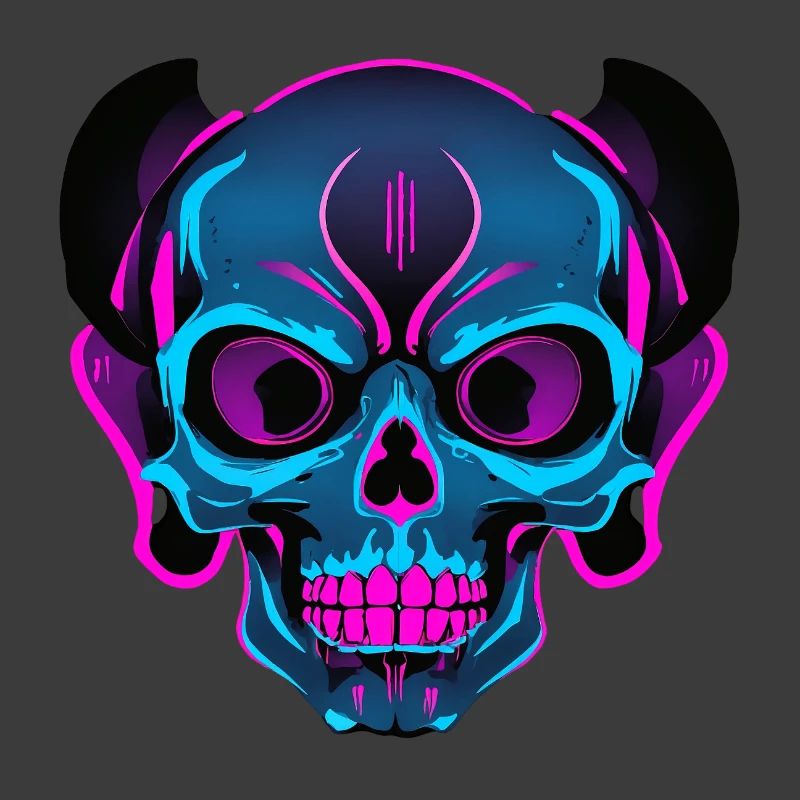 Neon Skull mit Kopfhörern