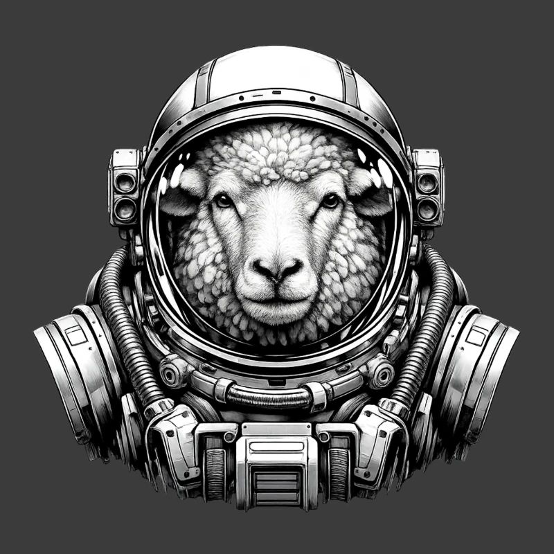 Moutons dans un casque d’astronaute