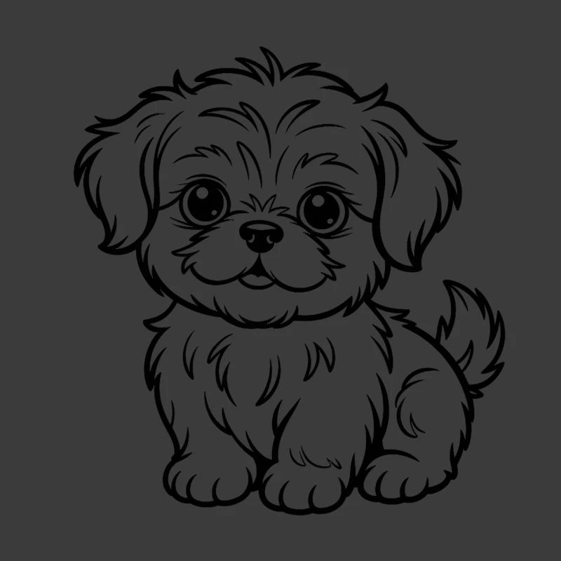 Cuddly Dog Line Drawing