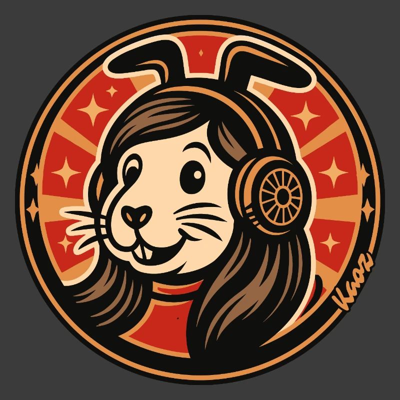 Kaninchen Kopfhörer Badge