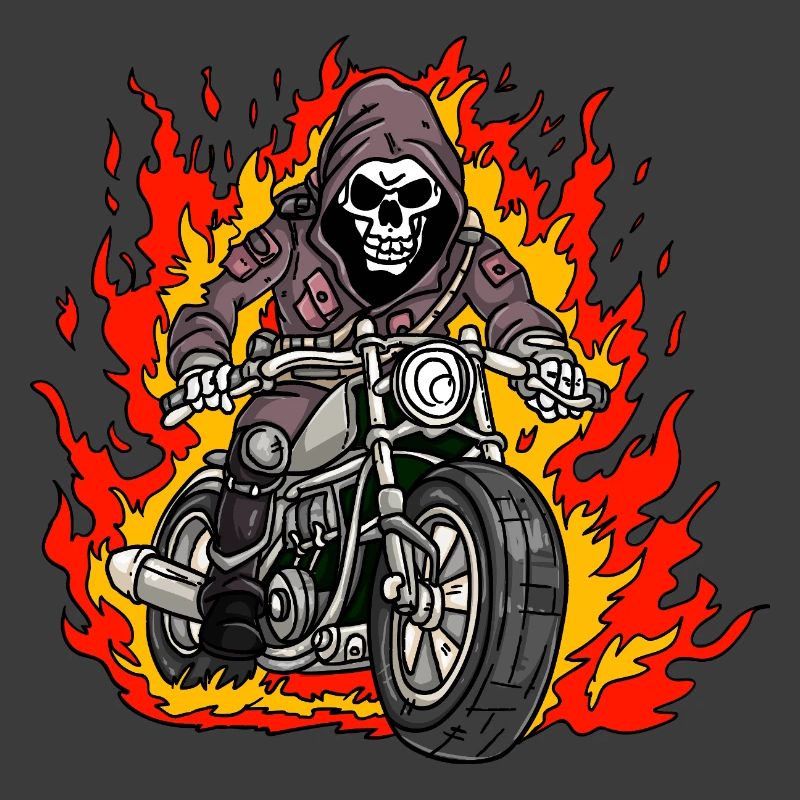 Skeleton Motorcycle Flames