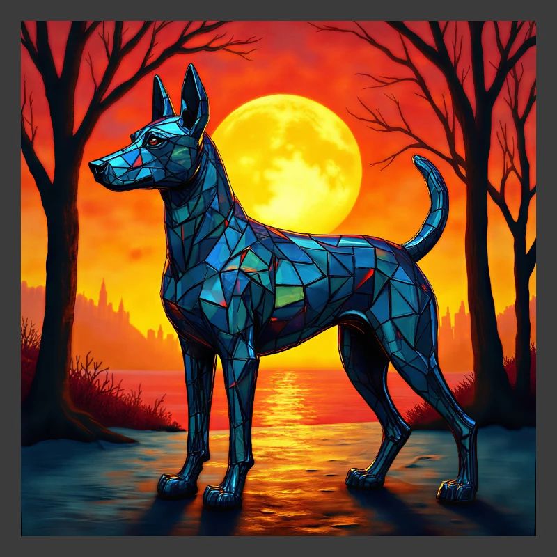Moonlit Night Polygon Wolf