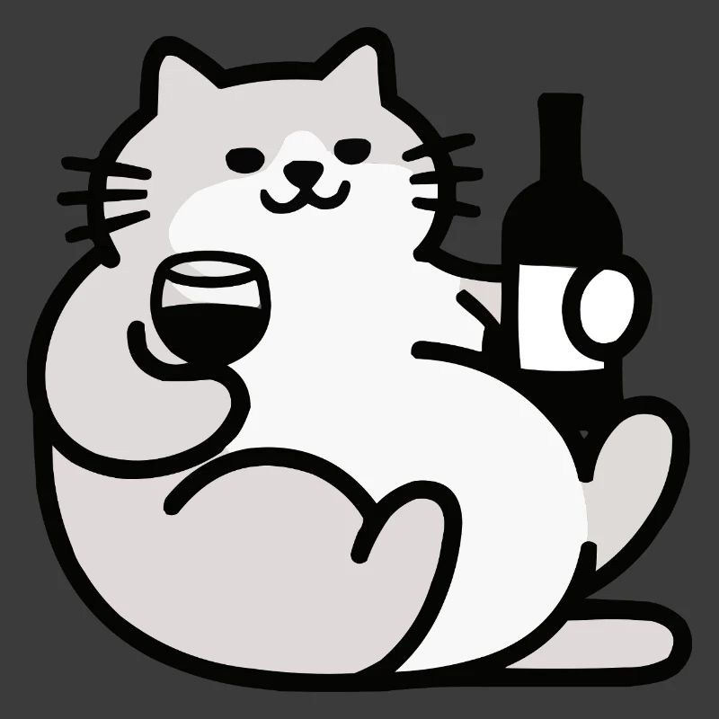Katze mit Wein Illustration