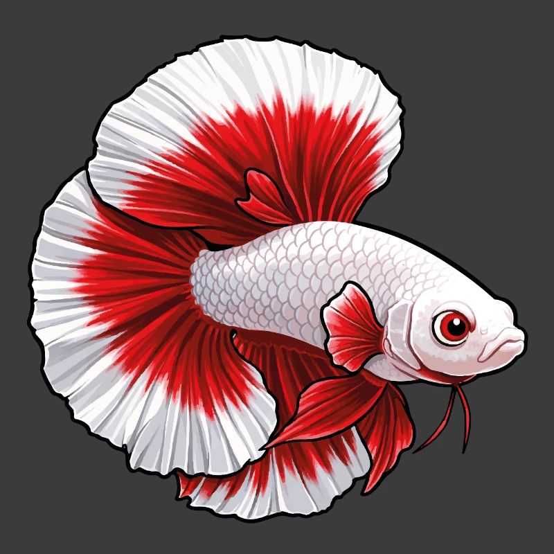 Red White Betta Fish