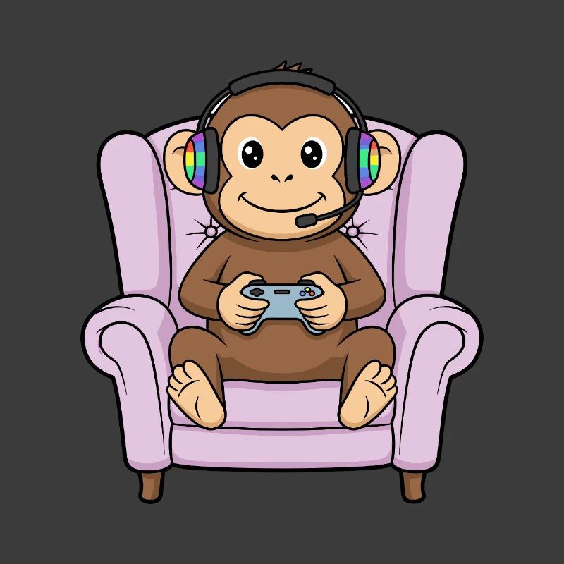 Gamer Affe spielt Videospielkunst