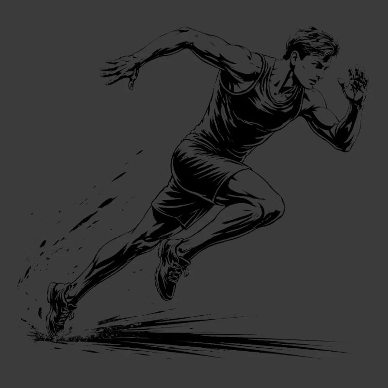 100m Sprinter Action Illustration