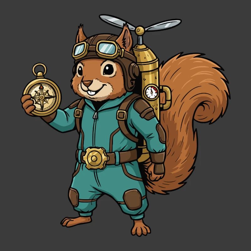 Squirrel Steampunk Aviator Jetpack-Kompass