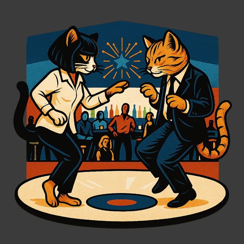 Deux chats rétro dansant – style vintage