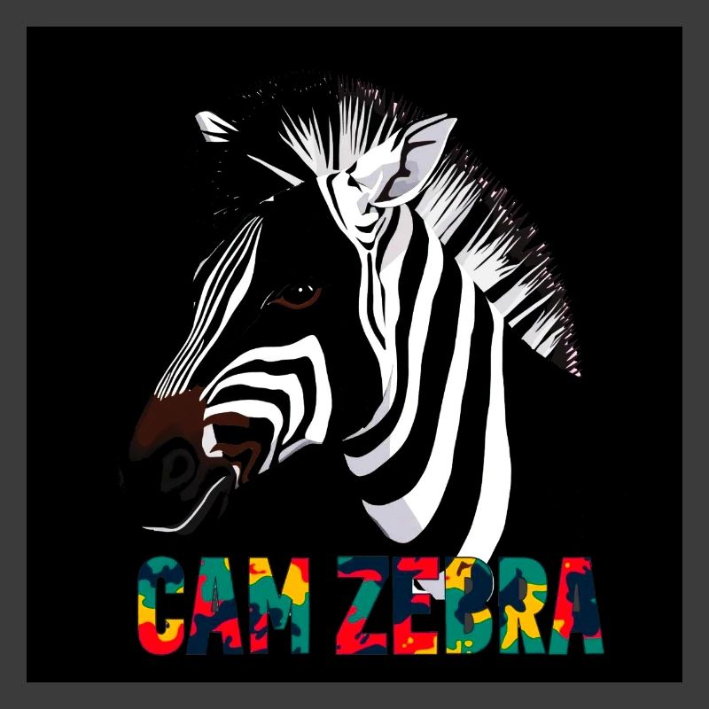 Silhouette de zèbre avec texte coloré CANZEBRA