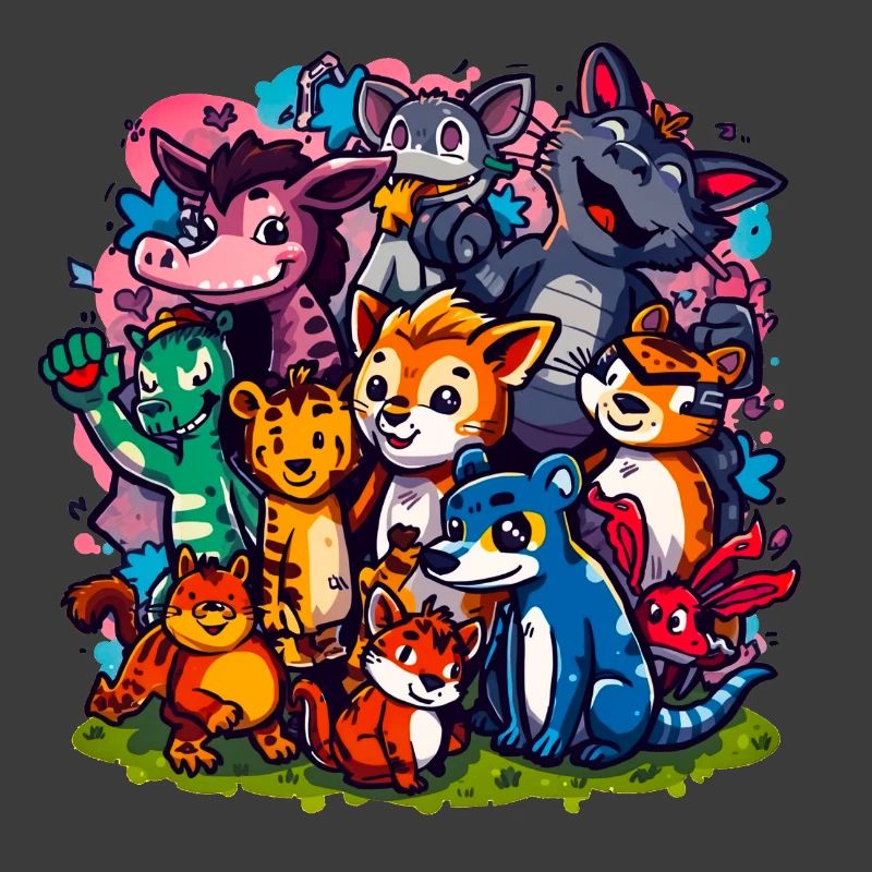 Animals Group Cartoon Colors