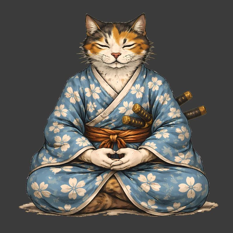 Zen-Samurai-Katzen-Meditationskimono