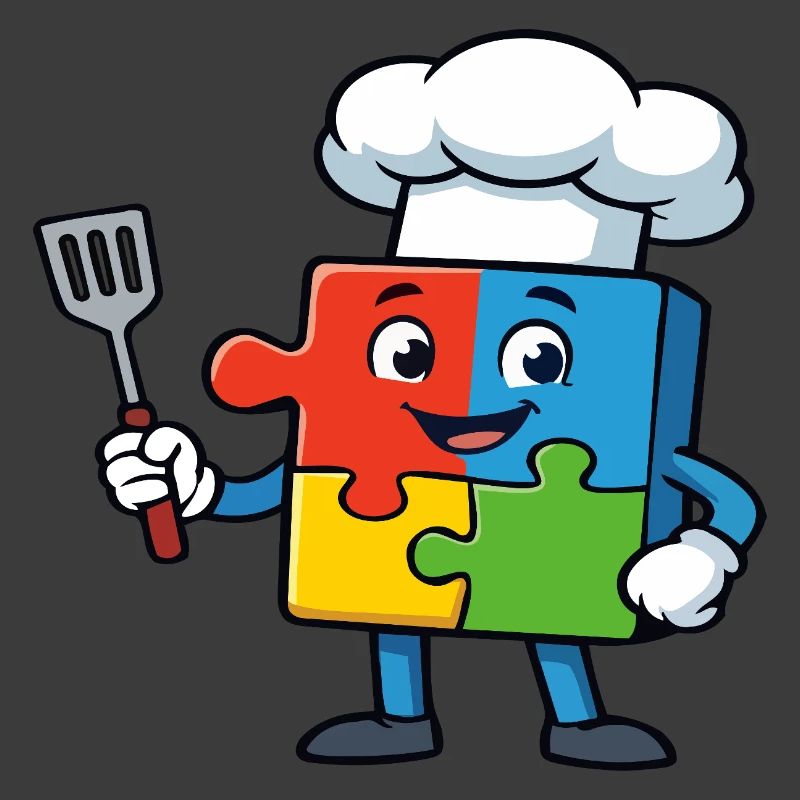 Puzzle Piece Chef Maskottchen