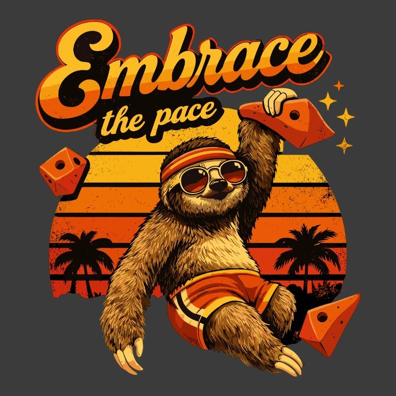 Retro Sloth: Embrace the Pace – Bouldering Sloth