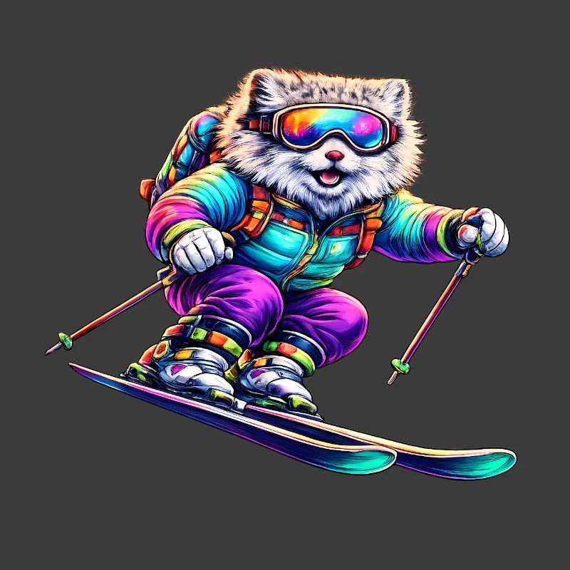 Neon Skihund Wintersporttier