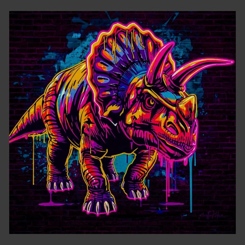 Neon Triceratops Graffiti