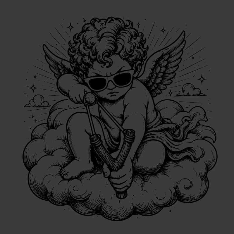 Wütender Cherub mit Steinschleuder