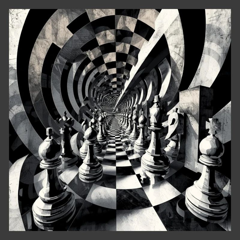 Spirale d’échecs en noir et blanc