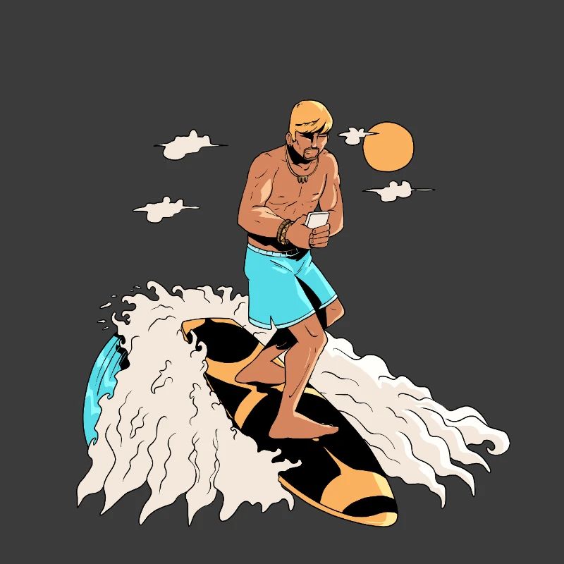 Surfeur et smartphone