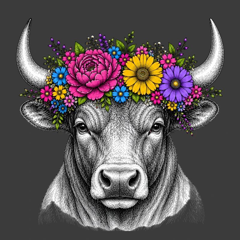 Blumenkranz-Stierkopf Illustration
