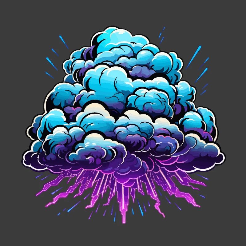 Blue Cloud Pop Explosion de néon