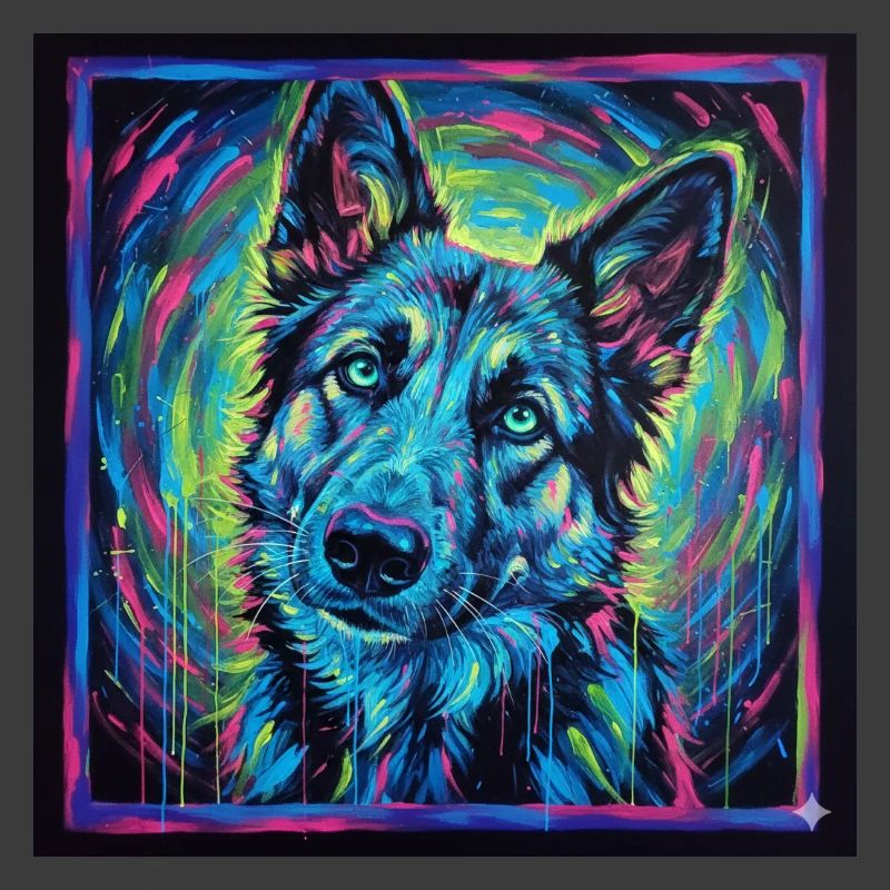 Neon wolf gaze