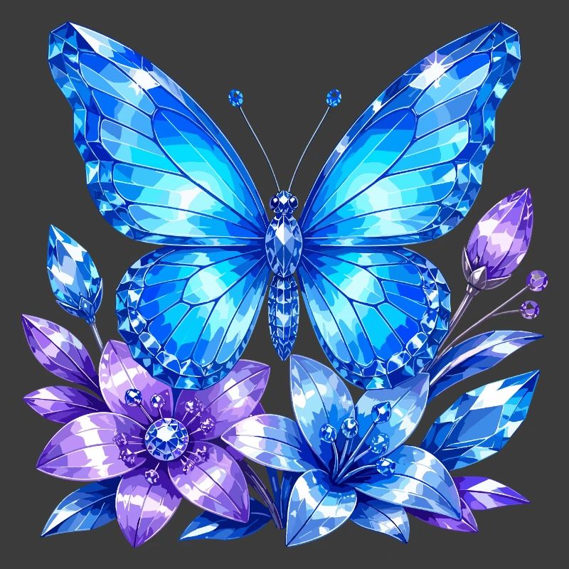 Blauer Schmetterling mit Lavendelblüten